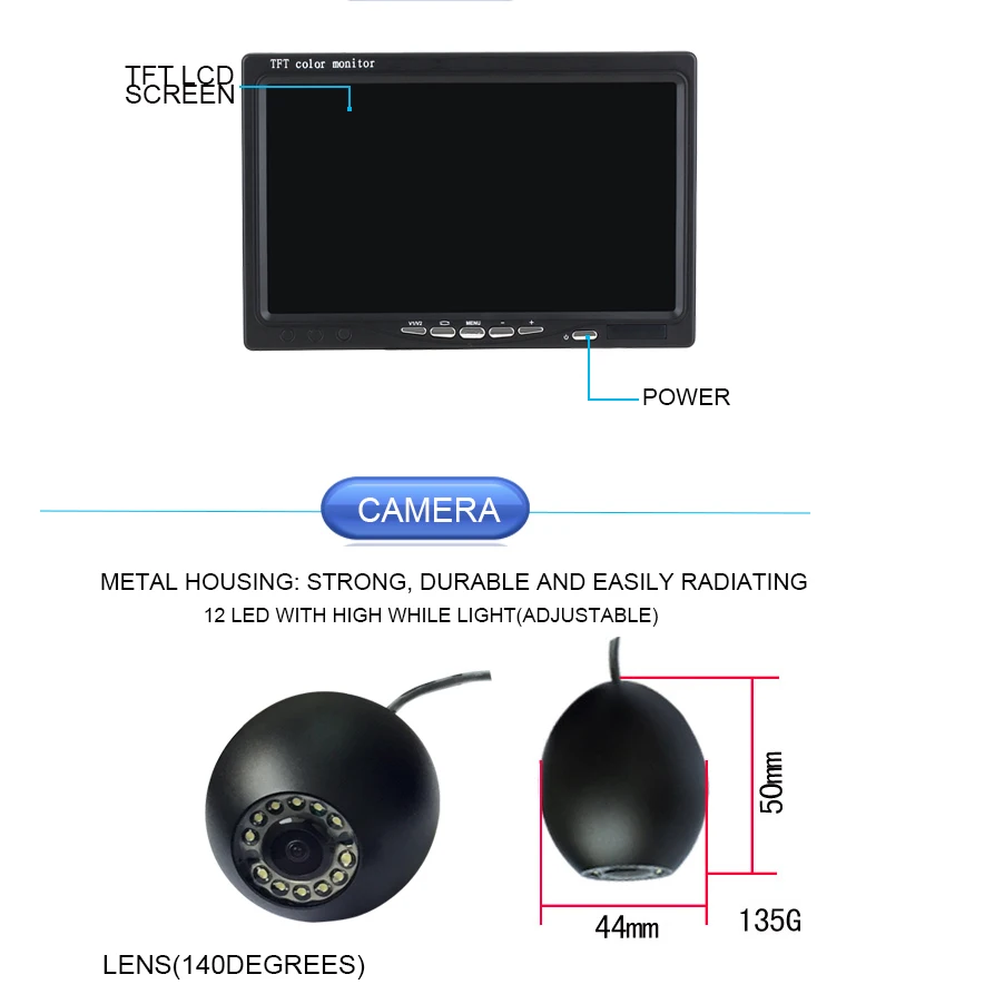 20m Cable  7'' 1000TVL HD Wate - Fishing Camera 评论和价格